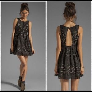 Free People Black Lace Dress with Cut Out Back